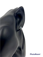 10K White Gold 0.40cttw Genuine Sapphire & 0.12cttw Diamond Halo Stud Earrings