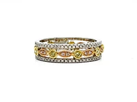 14K White Gold 0.31cttw Yellow, Pink and White Diamond Ring - Size 6.5