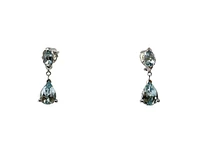 10K White Gold 1.70cttw Genuine Aquamarine Dangle / Drop Earrings