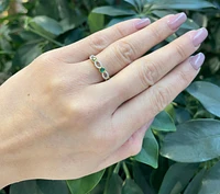14K 2 Tone Gold 0.25cttw Genuine Emerald and 0.10cttw Diamond Ring, size 7