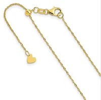 Adjustable 10K Gold Singapore Chain 16" - 22" 0.9mm