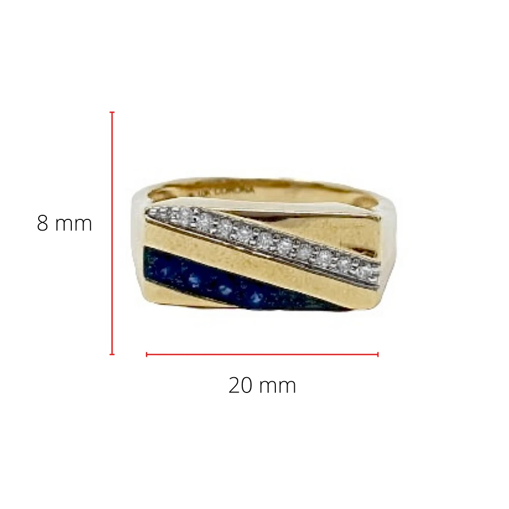 10K Yellow Gold Sapphire and 0.10cttw Diamond Ring - /