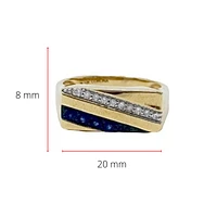 10K Yellow Gold Sapphire and 0.10cttw Diamond Ring - /