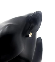 10K Yellow Gold 0.60cttw Opal and 0.04cttw Diamond Stud Earrings