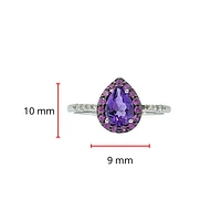 10K White Gold 0.65 carat Amethyst, Pink Sapphire and Diamond Ring