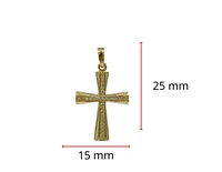 10K Yellow Gold Cubic Zirconia Cross - 25mm x 15mm