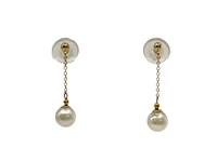 14K Gold Cultured Pearl Earrings with Butterfly Backs