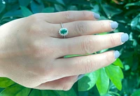 10K White Gold Emerald & 0.16cttw Diamond Ring, size 6.5