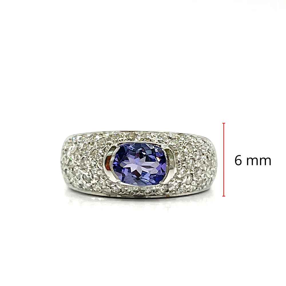 14K White Gold 0.80cttw Tanzanite & 0.60cttw Diamond Ring, size 6.5