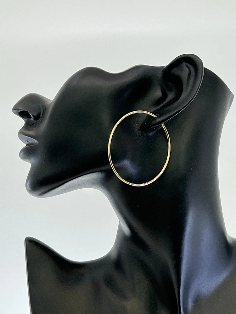 10K Gold 52mm Sleeper/Keeper/Hoop Earrings