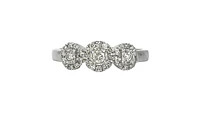 10K White Gold 0.25cttw Round Brilliant Cut 3 Stone Halo Diamond Ring - / 4.5