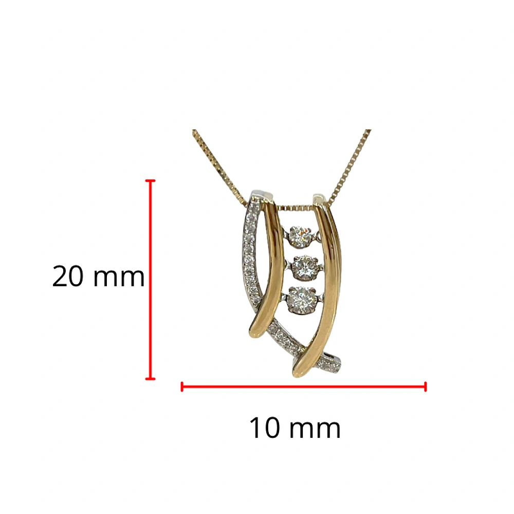 10K Yellow and White Gold 0.33cttw Diamond Pulse Necklace, 18"