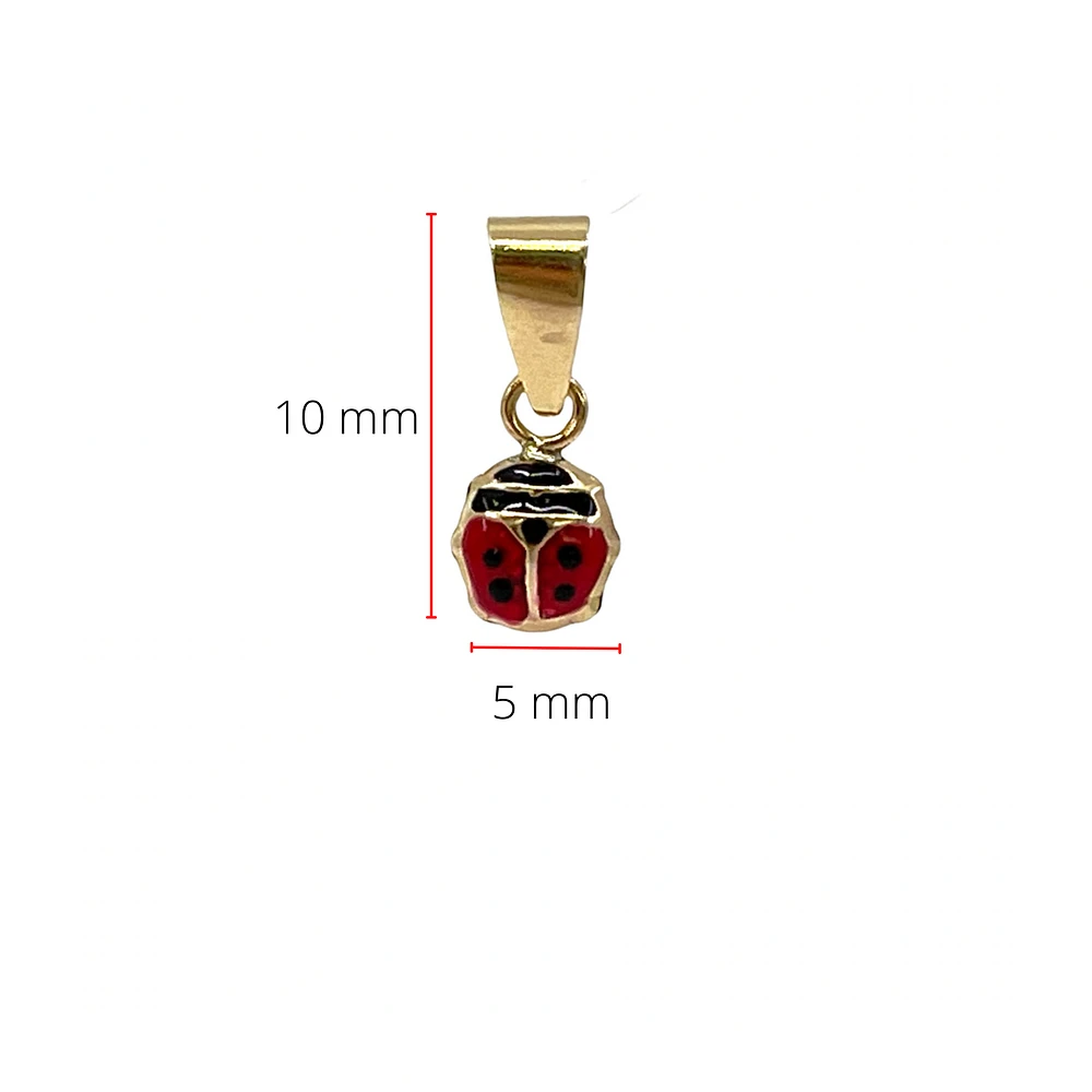 10K Yellow Gold 5mm x 5.3mm Enamel Coated Lady Bug Pendant - Sold without Chain