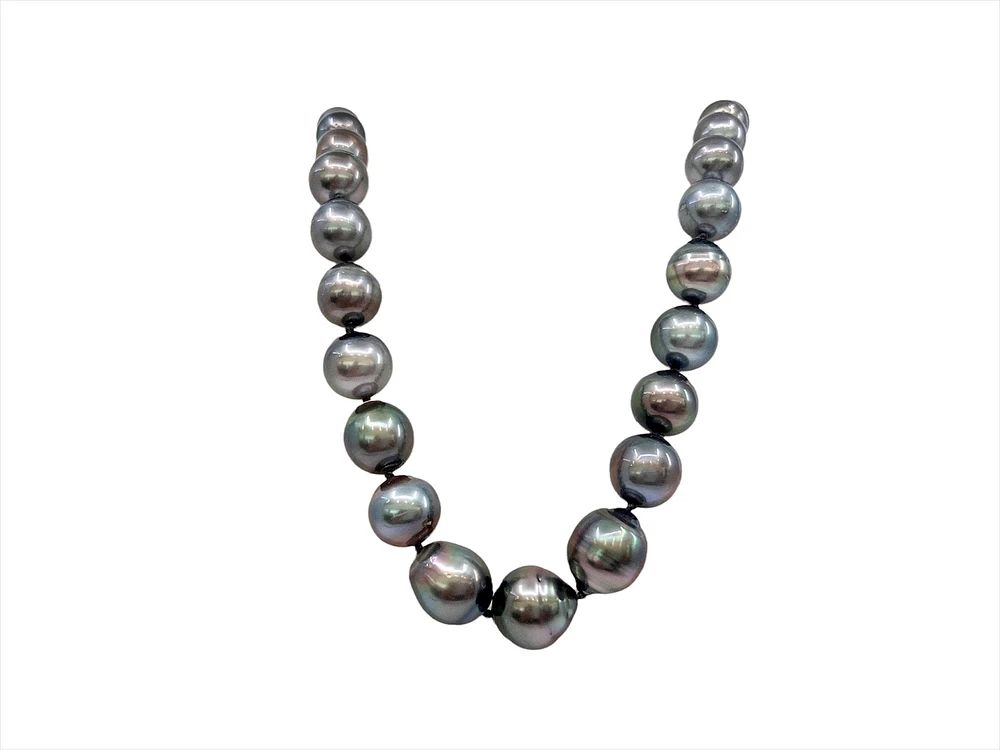 Black Tahitian Pearl Strand with 14K White Gold Pearl Clasp