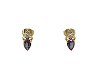 10K Gold 1.0cttw Created Alexandrite and 0.03cttw Diamond Earrings