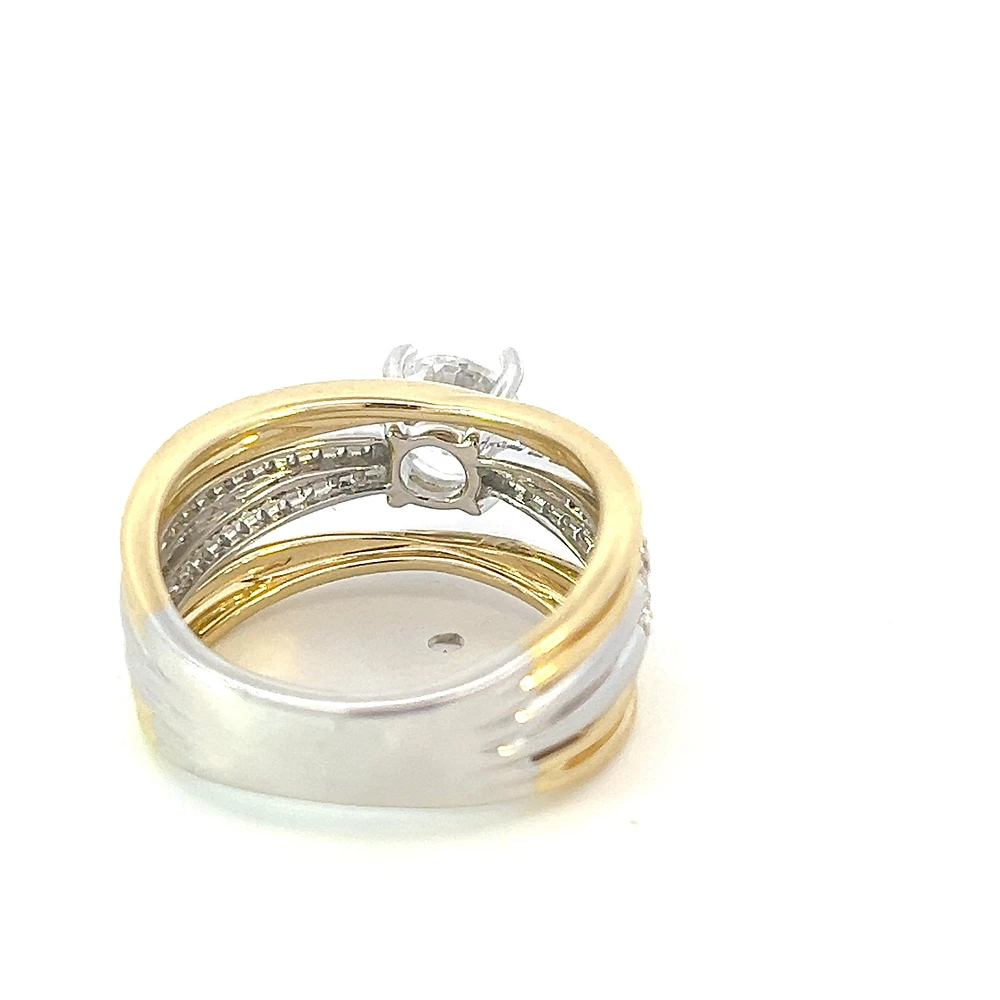 14K Yellow and White Gold Round Diamond Mount - Only (No centre diamond) /