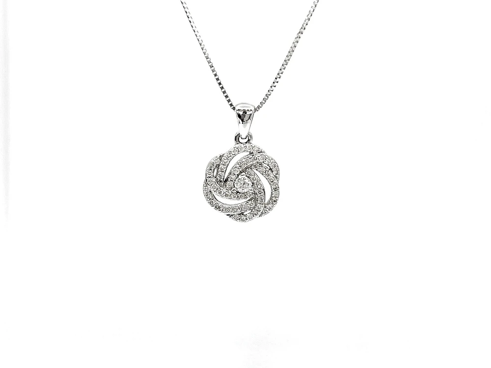 10K White Gold 0.20cttw Diamond Pendant, 18"