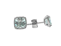 10K White Gold Aquamarine & 0.06cttw Diamond Earrings