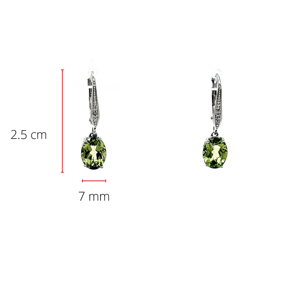 10K White Gold Peridot & Diamond Earrings