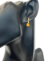 10K Yellow Gold Genuine Citrine & 0.025cttw Diamond Earrings