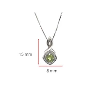 10K White Gold 0.40cttw Peridot and 0.08cttw Diamond Pendant, 18" Box Chain