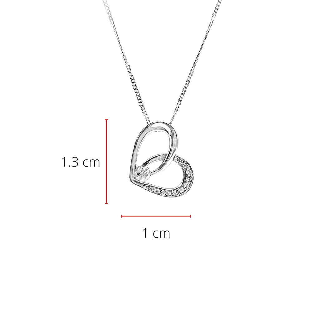 10K White Gold 0.10cttw Canadian Diamond Heart Pendant, 18"