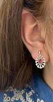 10K White Gold 0.65cttw Genuine Ruby and 0.10cttw Diamond Earrings