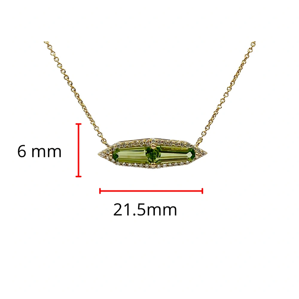14K Yellow Gold 1.14cttw Peridot and 0.18cttw Diamond Necklace - 18 Inches