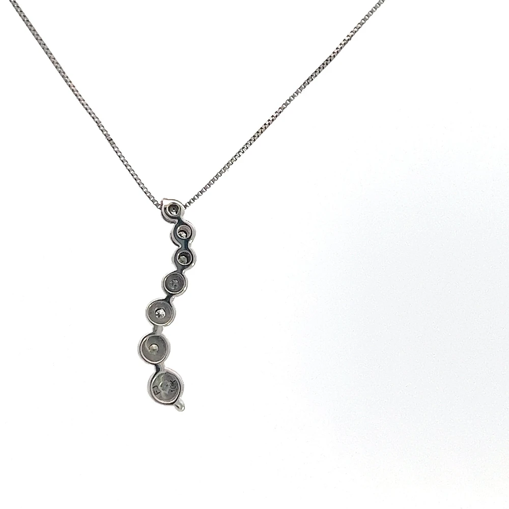 10K White Gold 0.04 cttw Diamond Journey Pendant, 18"