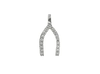 10K White Gold Cubic Zirconia Wishbone Charm - 15mm x 8mm