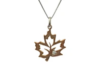 10K Rose Gold 0.02cttw Canadian Diamond Pendant, 18"