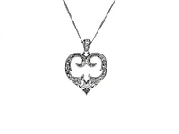 10K White Gold 0.20cttw Diamond Heart Pendant, 18"