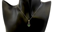 10K White Gold 6x4mm Pear Cut Emerald and 0.055cttw Diamond Pendant - 18 inches