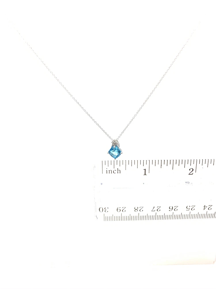 Blue Topaz and Diamond Pendant
