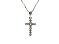 10K White Gold 0.09cttw Diamond Cross Necklace (8mm x 13mm) - 18 Inches