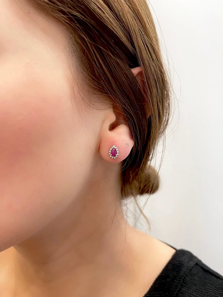 10K Yellow Gold Genuine Ruby Stud Earrings