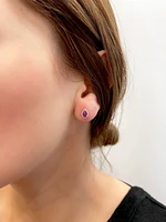 10K Yellow Gold Genuine Ruby Stud Earrings