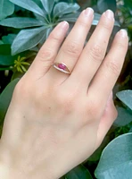 10K Two Tone Yellow and White Gold 6mm x 4mm Ruby and 0.05cttw Diamond Ring