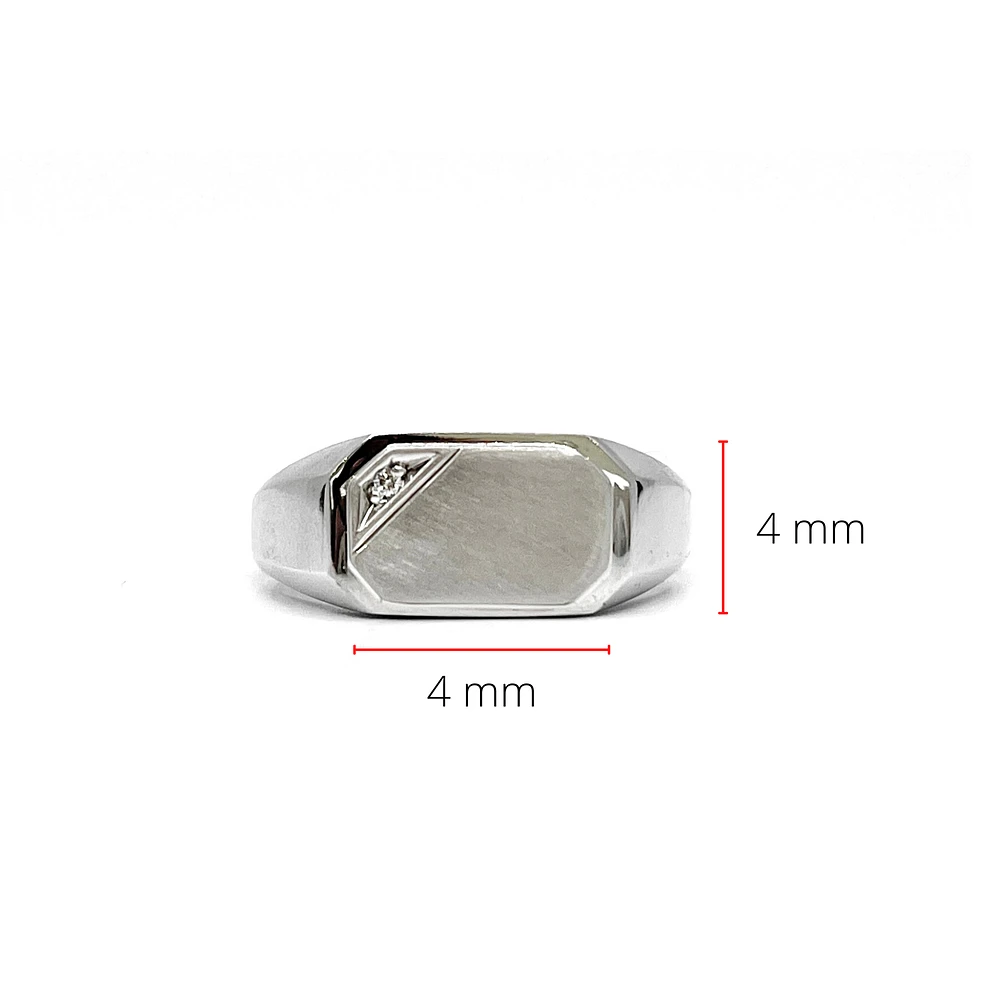 10K White Gold 0.007cttw Diamond Signet Ring - /