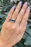 10K White Gold Sapphire and Diamond Ring