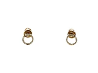 10K Yellow Gold Diamond Infinity / Circle Stud Earrings 0.14cttw