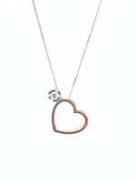 10K White & Rose Gold 0.09cttw Diamond Heart Pendant, 18"