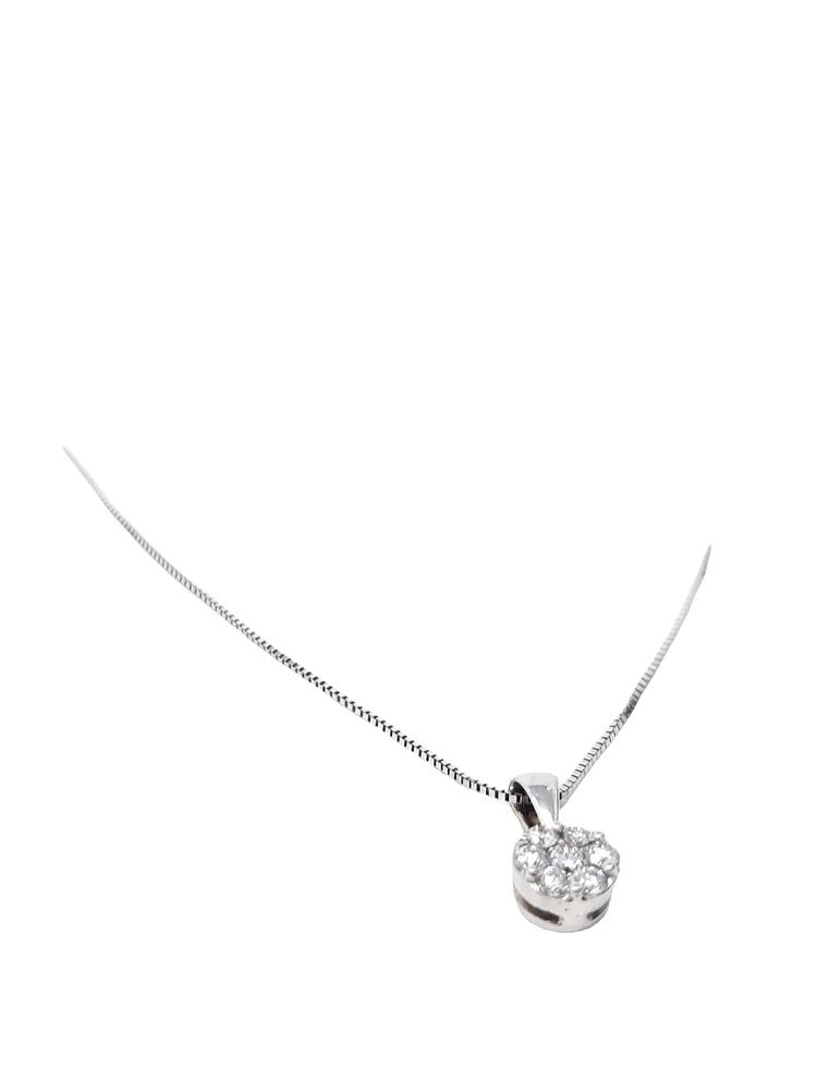 14K White Gold 0.19cttw Diamond Pendant, 18"