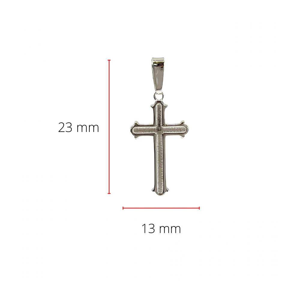925 Sterling Silver 23mm x 13mm Patterned Flat Cross Charm
