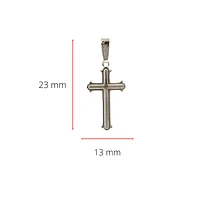 925 Sterling Silver 23mm x 13mm Patterned Flat Cross Charm