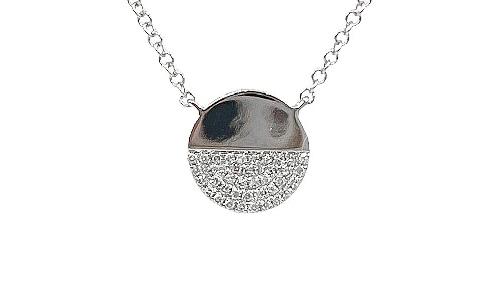 14K White Gold 0.08cttw Diamond Pendant, 18"