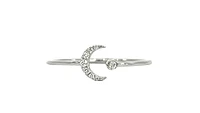 14K White Gold 0.04cttw Diamond Moon Ring, size 6.5
