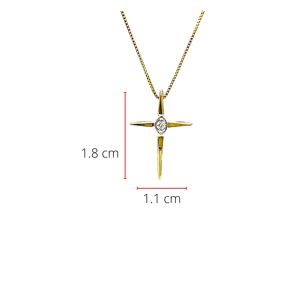 10K Yellow Gold 0.015cttw Diamond Cross Pendant