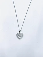 Silver Heart Pendant  with Cz