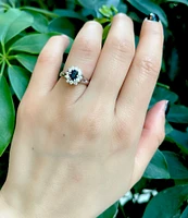 14K White Gold 0.60cttw Genuine Oval Cut Sapphire and 0.40cttw Diamond Ring, size 6.5